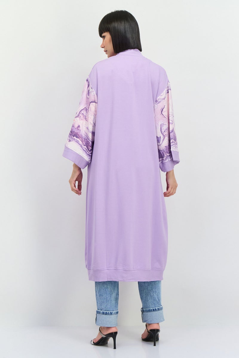 TRIBE OF 6 Women Embroidered Logo Cardigan, Purple - Image 4